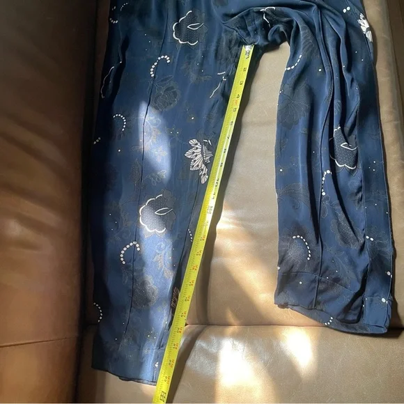 Tucker NYC silk navy floral pants elastic luxe designer moody print Julia pant - Picture 9 of 10